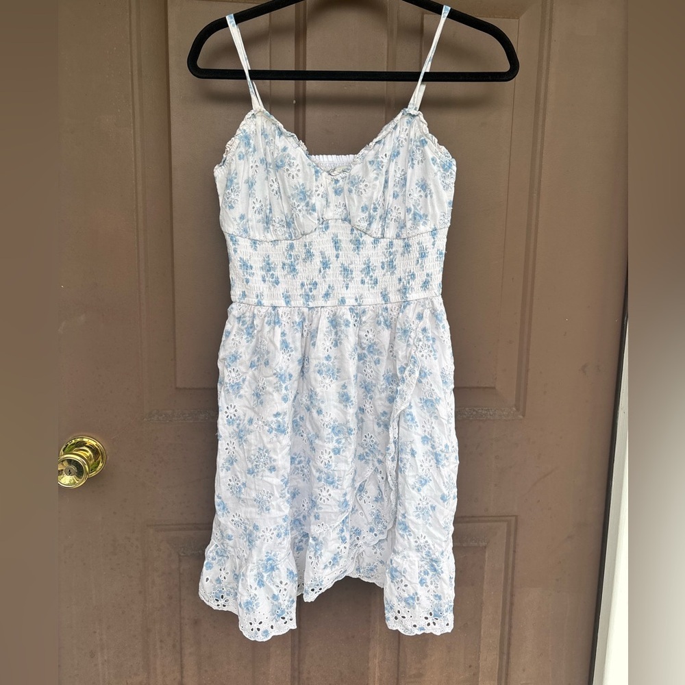 Hollister Blue and White Floral Dress